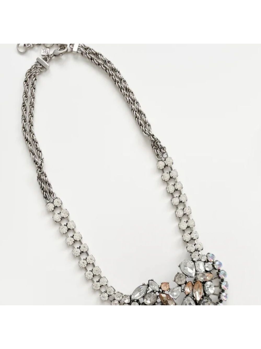 BANANA REPUBLIC ANTIQUE SILVER TONE CUT CRYSTAL 19"-21" NECKLACE NWT - Picture 8 of 8
